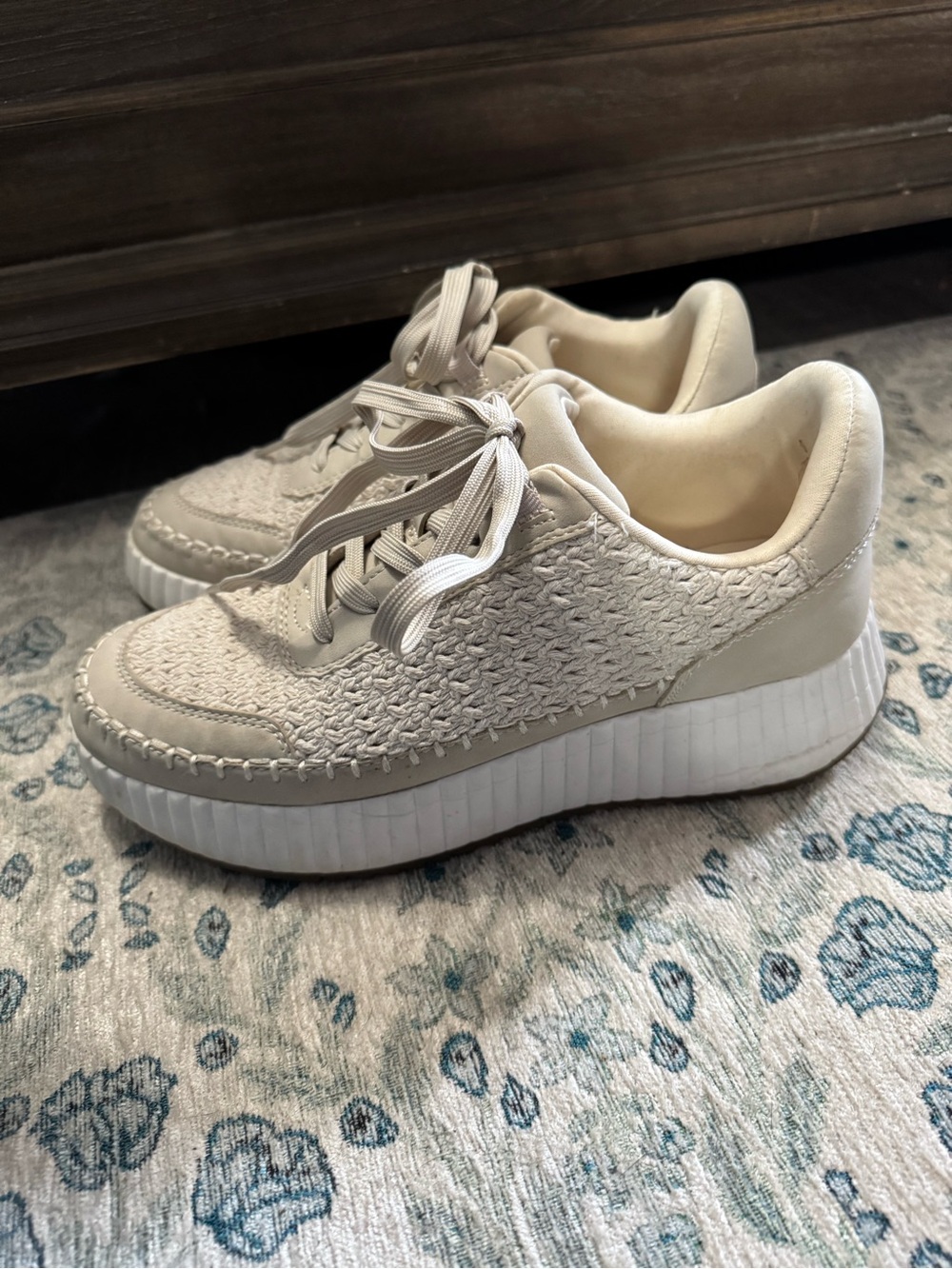 Dolce Vita Cream Woven Platform Sneakers